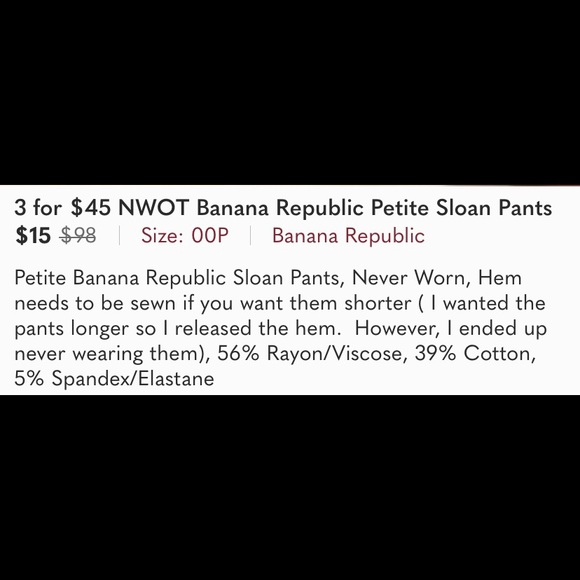 NWOT Banana Republic Sloan Pants - Picture 7 of 7